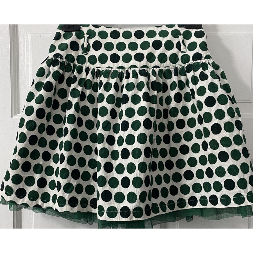Childrens‎ Place Girls Size 14 White Green Polka Dot Skirt Tulle Lined Party Adj